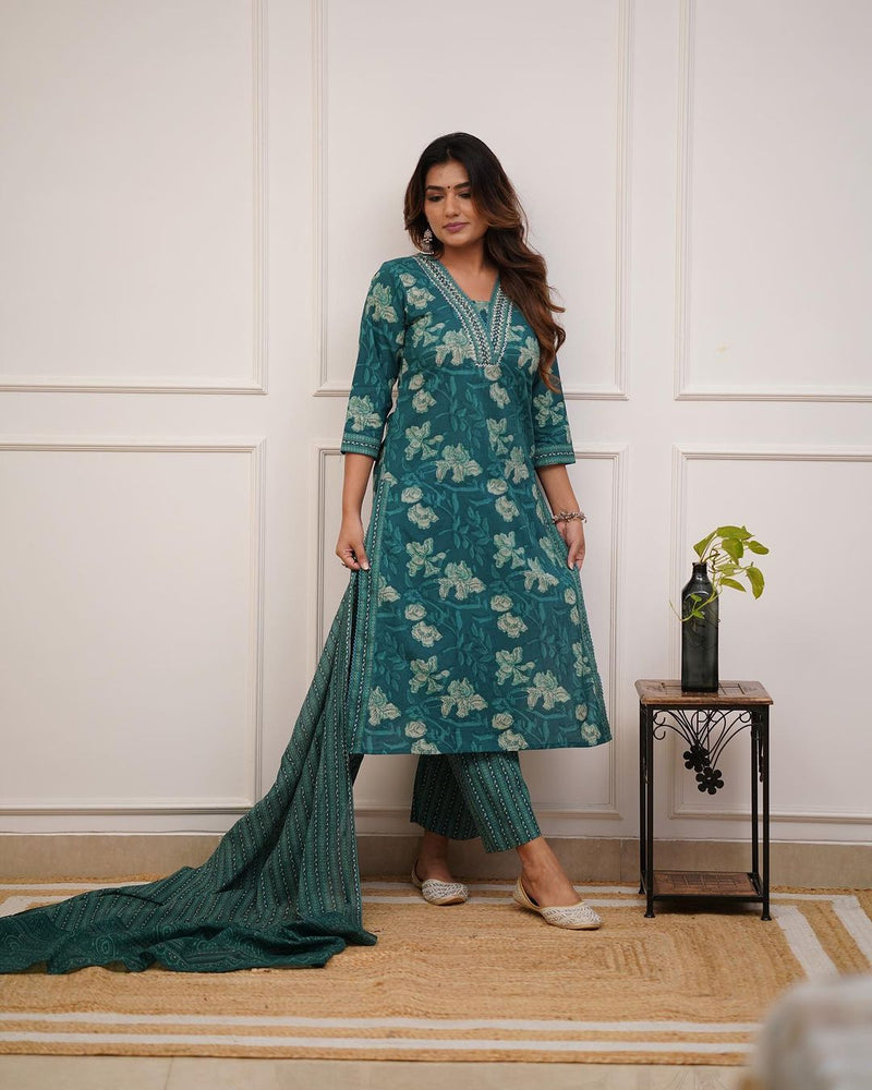 Introducing the latest addition to our fashion collection the strength kurta Style made from high-quality cotton, embellished with exquisite moti & lace work on neck line and paired with matching pant.