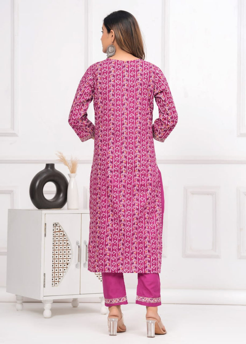 🌹🌹 Exclusive Fabric cotton embroidered kurta with pants & dupatta set