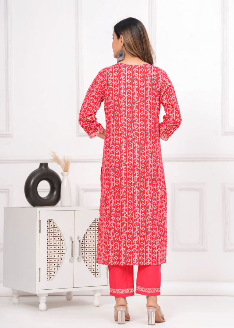 🌹🌹 Exclusive Fabric cotton embroidered kurta with pants & dupatta set