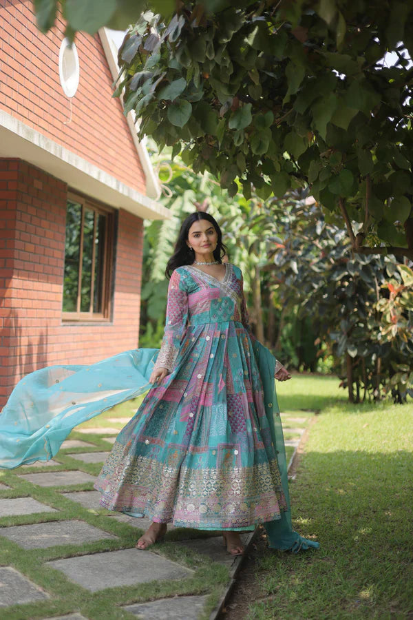 Premium Designer Readymade Gown-Dupatta