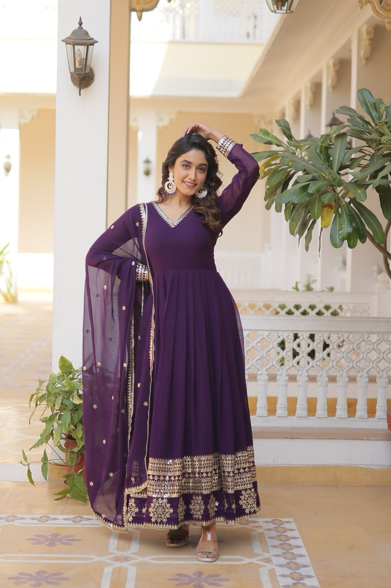 Tilton Faux Blooming Gown with Dupatta With Attractive Embroidered Sequins work.