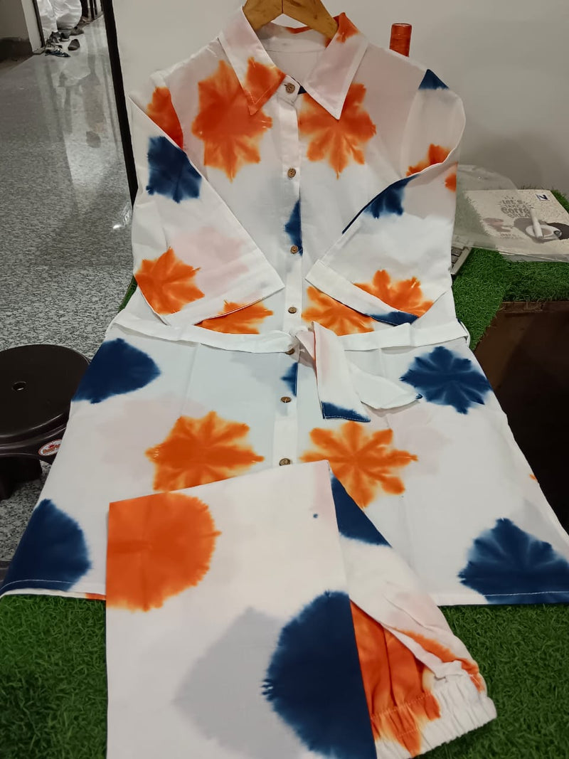 New premium cotton fabric designer Tia & dai printed cotton kurta and pant with belt