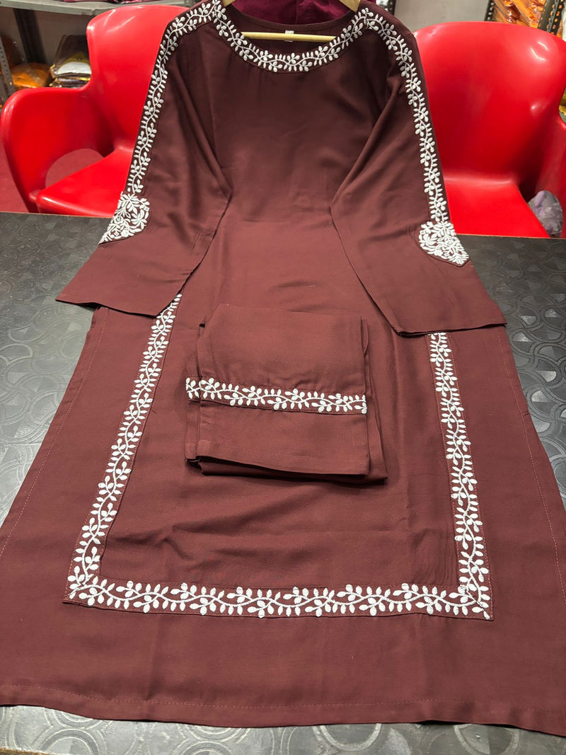 Beautiful Rayon 140 gram Fabric straight kurti with pant 👗