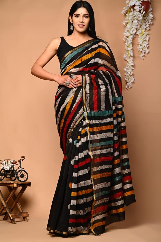 Premium Hand Block Printed Chanderi Silk Saree (SWSRCHACH30)