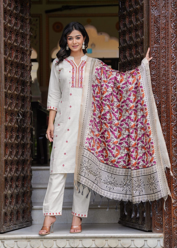 .Beautiful cottonflex kurti with pant and khadi silk Chanderi digital print dupatta ❣️