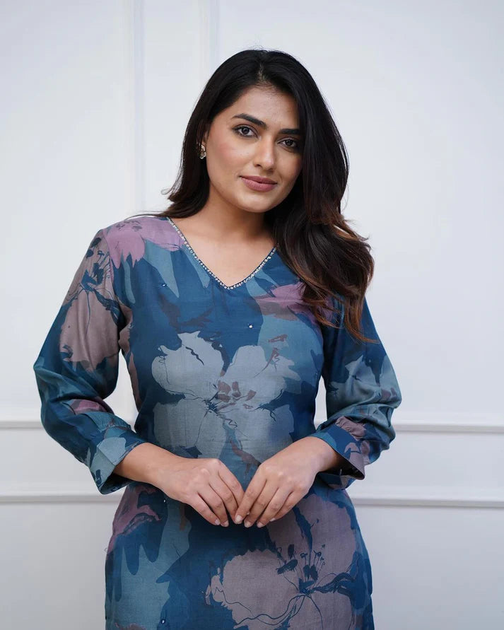 💃Enjoy New Floral Kurta Pant set with amazing lace Work ❤️(RD03)