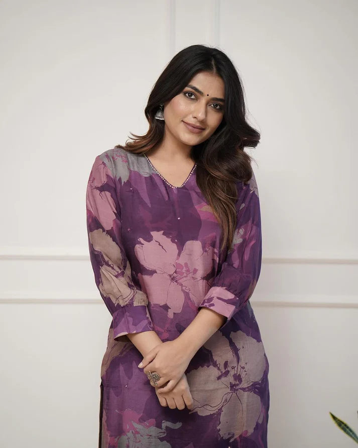 💃Enjoy New Floral Kurta Pant set with amazing lace Work ❤️(RD03)