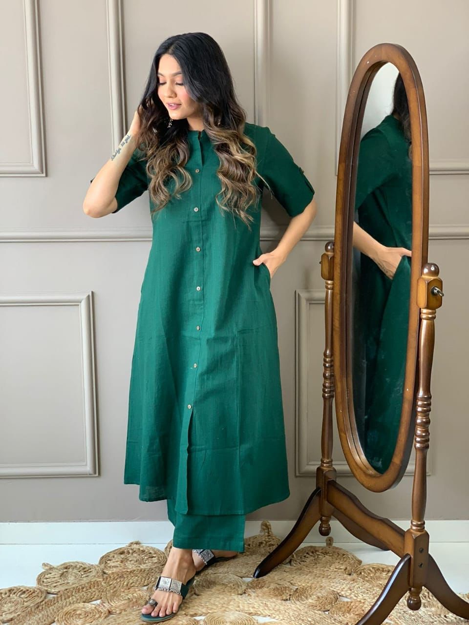 Launching Designer Co-erd set in Aline kurti pattern paired with Ankle length plazo giving perfect outfit and deliberate choice about your look.....👑👑