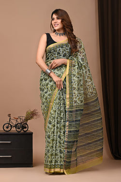 Exclusive hand Block Printed Kota Doria Saree (SWSRKO13)