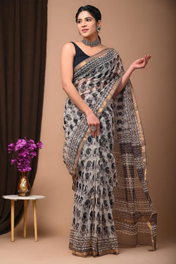 Exclusive hand Block Printed Kota Doria Saree (SWSRKO10)