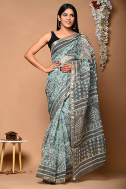 Exclusive hand Block Printed Kota Doria Saree (SWSRKO08)