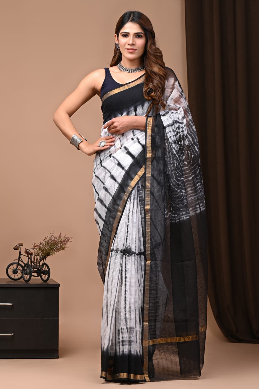 Exclusive hand Block Printed Kota Doria Saree (SWSRKO01)