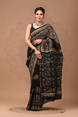 Premium Hand Block Printed Chanderi Silk Saree (SWSRCHACH08)