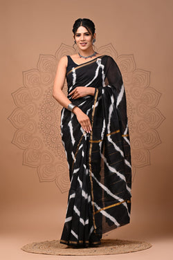 Premium Hand Block Printed Chanderi Silk Saree (SWSRCHACH09)