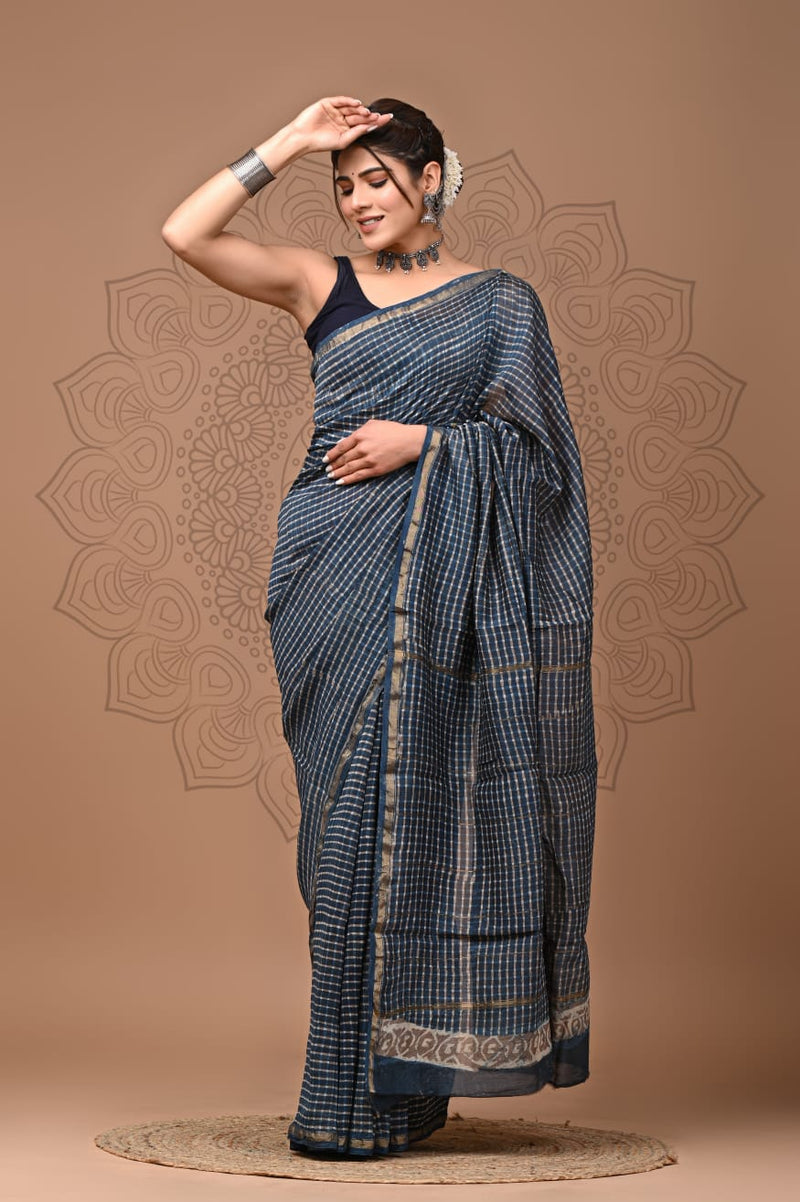 Premium Hand Block Printed Chanderi Silk Saree (SWSRCHACH17)