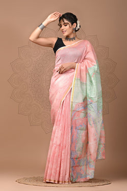 Premium Hand Block Printed Chanderi Silk Saree