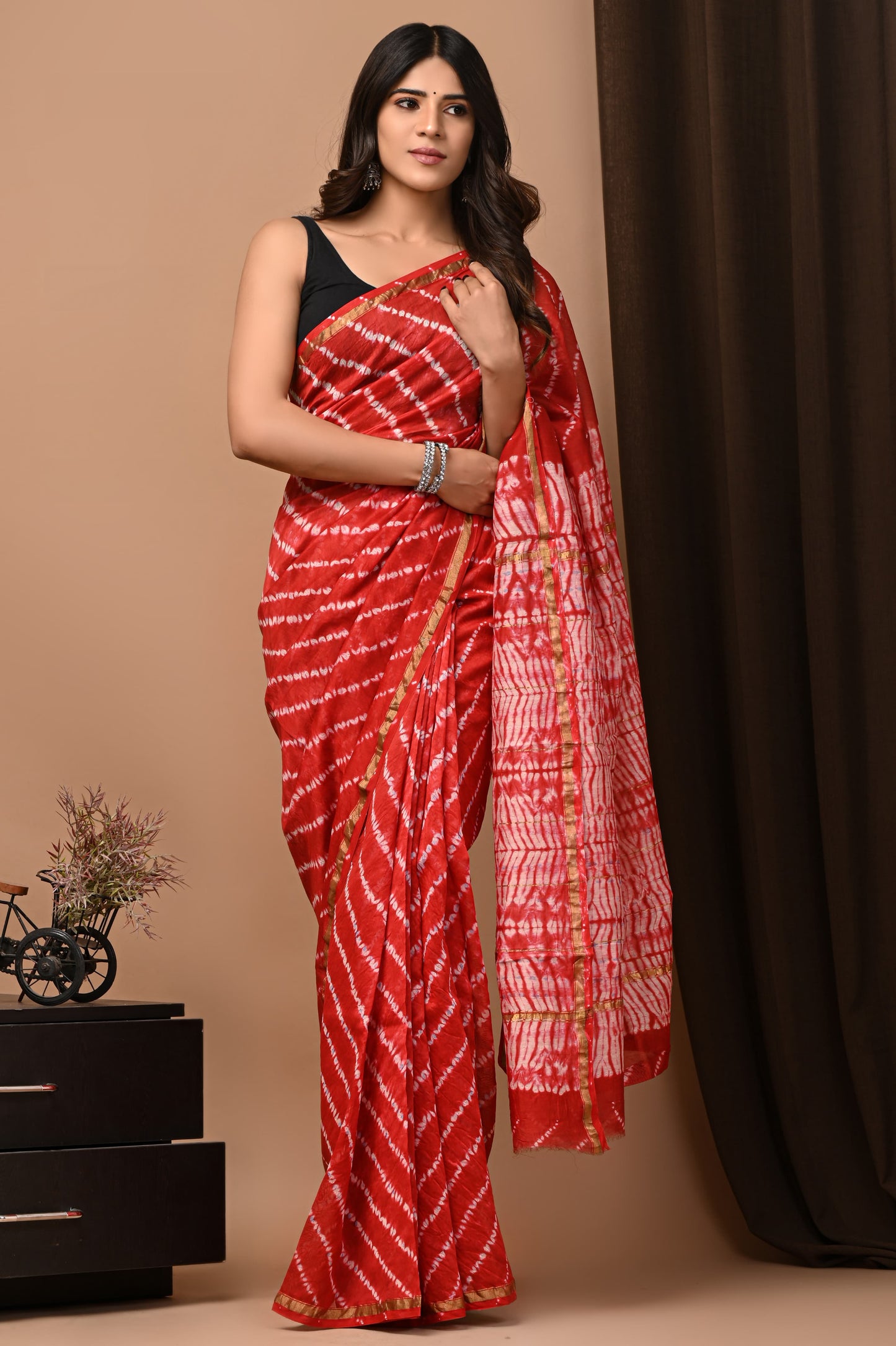 Premium Hand Block Printed Chanderi Silk Saree