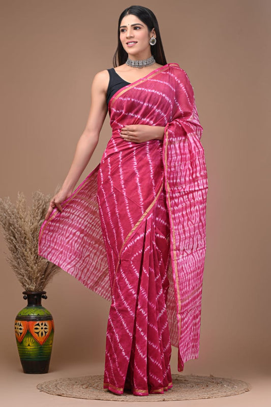 Premium Hand Block Printed Chanderi Silk Saree (SWSRCHACH06)