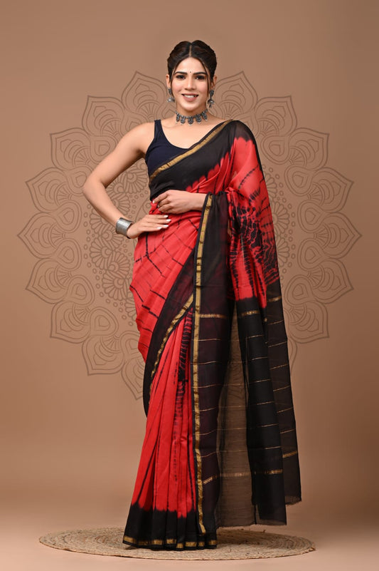 Premium Hand Block Printed Chanderi Silk Saree (SWSRCHACH12)