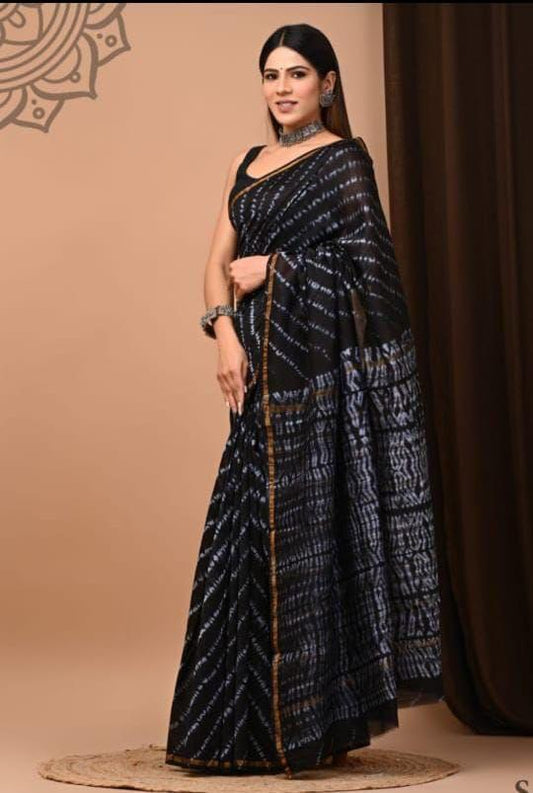 Premium Hand Block Printed Chanderi Silk Saree (SWSRCHACH20)