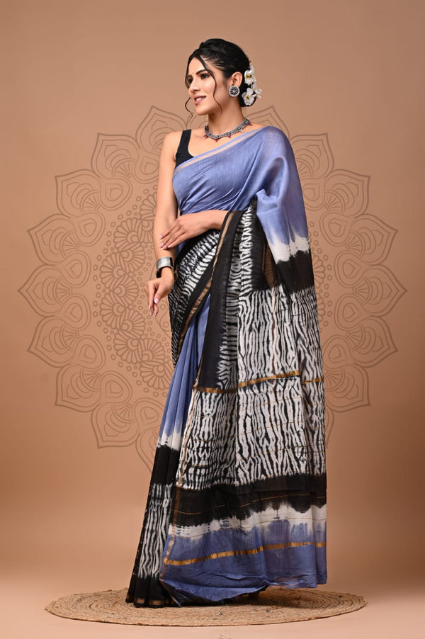 Premium Hand Block Printed Chanderi Silk Saree (SWSRCHACH19)