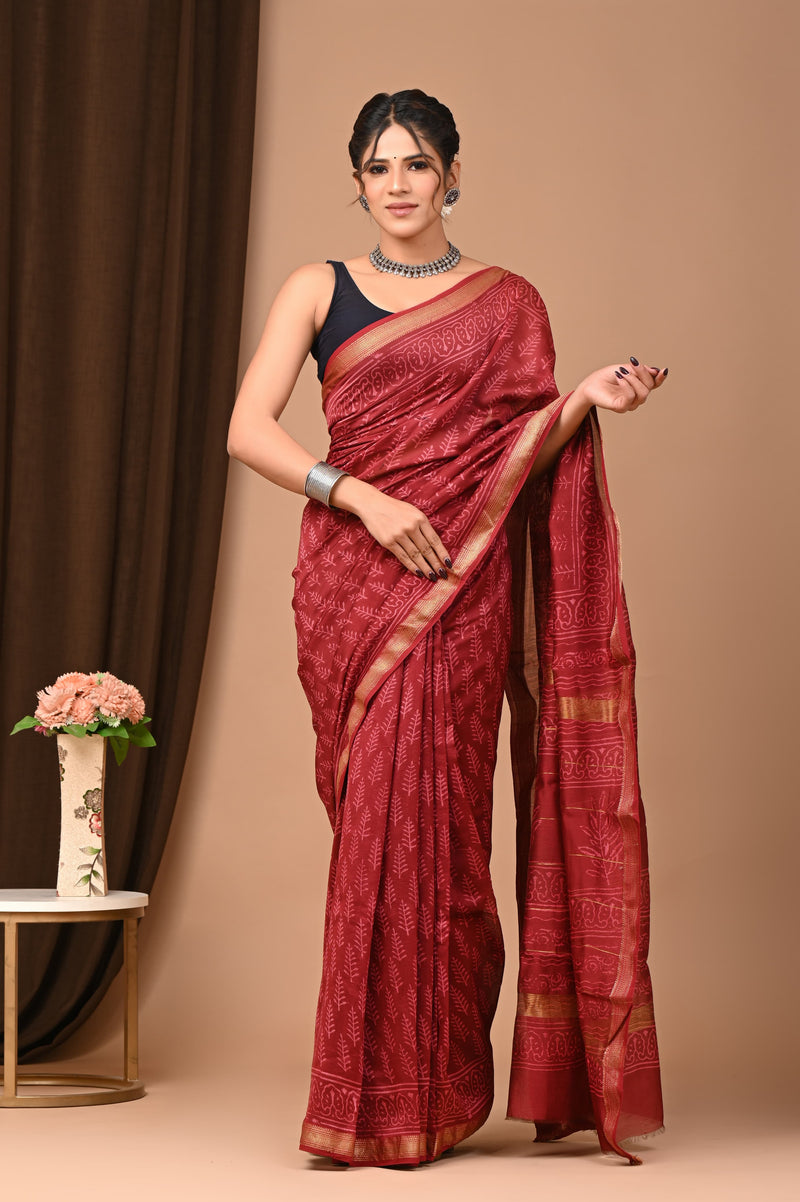 Flora Printed Maheshwari Silk Saree (SWSRMAH09)