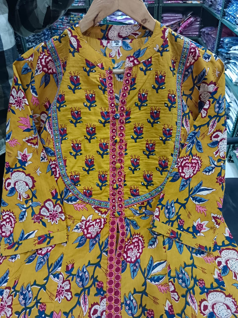 Presenting New Cotton Festival Collection In Pure Cotton With Hand And Adda mirror Work kurti And pant Dupatta Set Fully Stitched Ready To Wear 🔥😍🥰