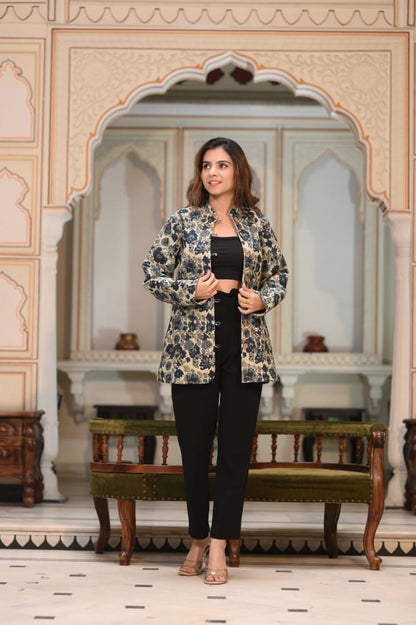 🤩🤩Presenting Bagru hand block printed Women's Wear Quilted Full Sleeves JACKETS 🧥NFRD101