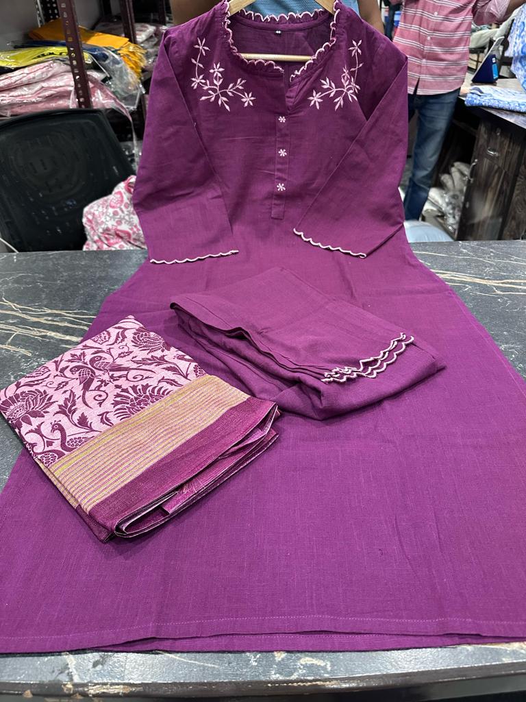 PARIDHAN BY PRERNA COLLECTION'S EXCLUSIVE  COTTON KURTI WITH EMBROIDERY WORK (NFRD45)
