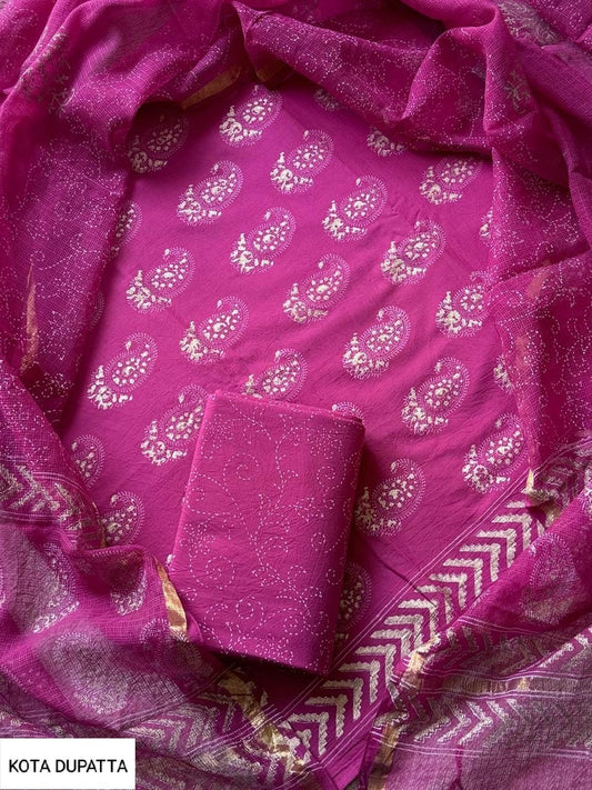 Copy of Suits Wala Hand Block Print Cotton Suit Set with Kota Doria Dupatta