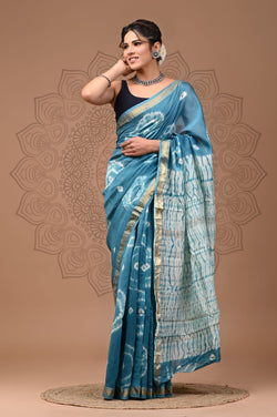 Exclusive Hand Block Printed Maheshwari Silk Saree (SWSRMAH03)