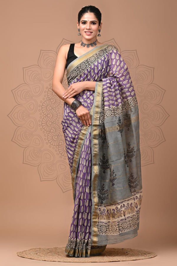 Flora Printed Maheshwari Silk Saree (SWSRMAH08)