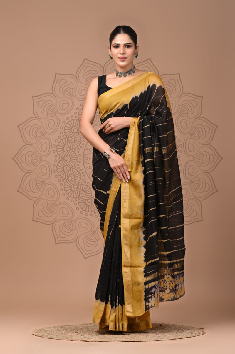 Exclusive Hand Block Printed Maheshwari Silk Saree (SWSRMAH52)