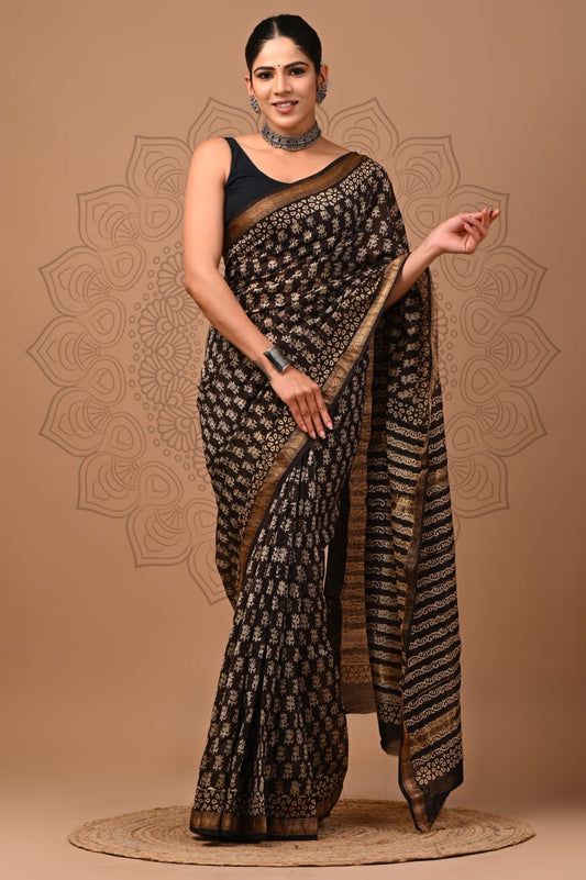 Flora Printed Maheshwari Silk Saree (SWSRMAH09)