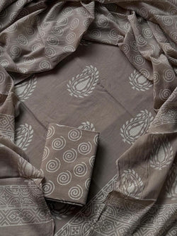 New Hand block printed cotton suit with cotton dupatta