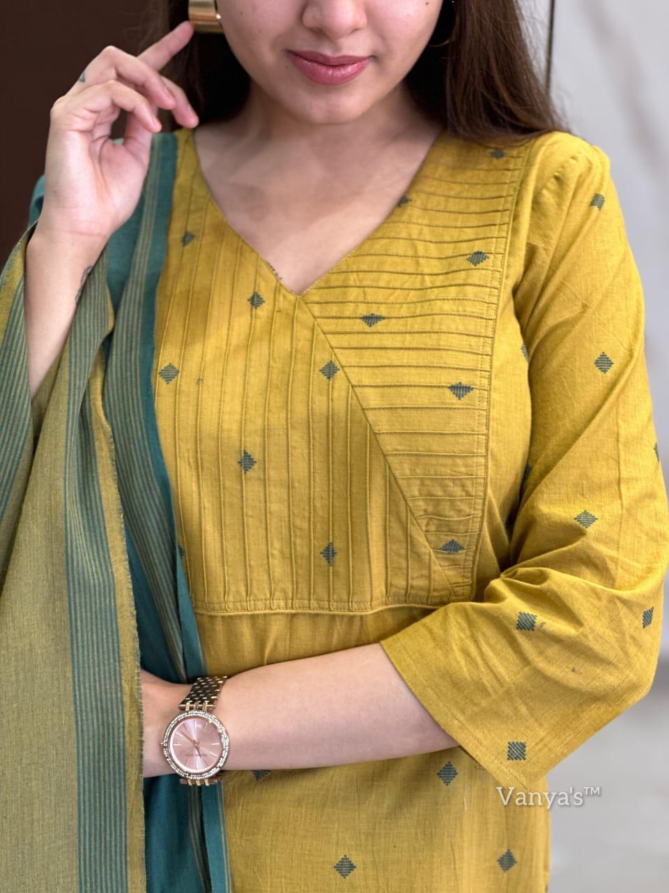 Effortlessly chic in our handloom cotton weaving fabric outfit for your days. This handloom dress is so comfy.