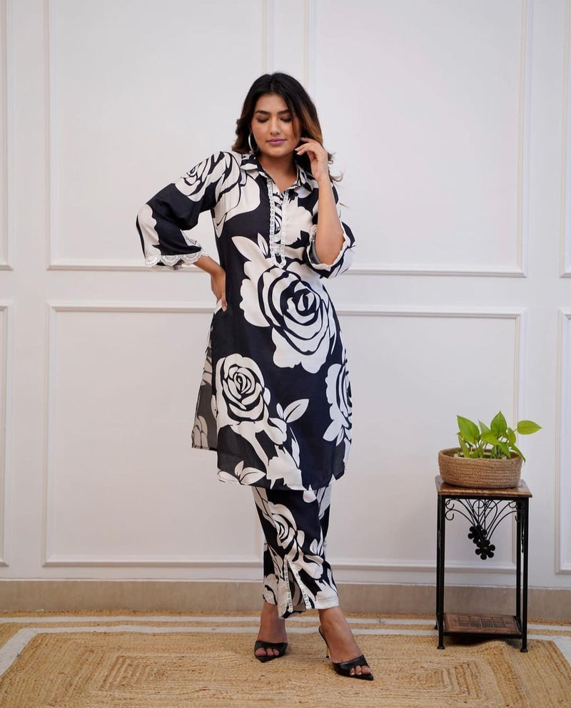 Enjoy your festival with our amazing Printed soft reyon kurta cord set 🥰 With trendy colour.