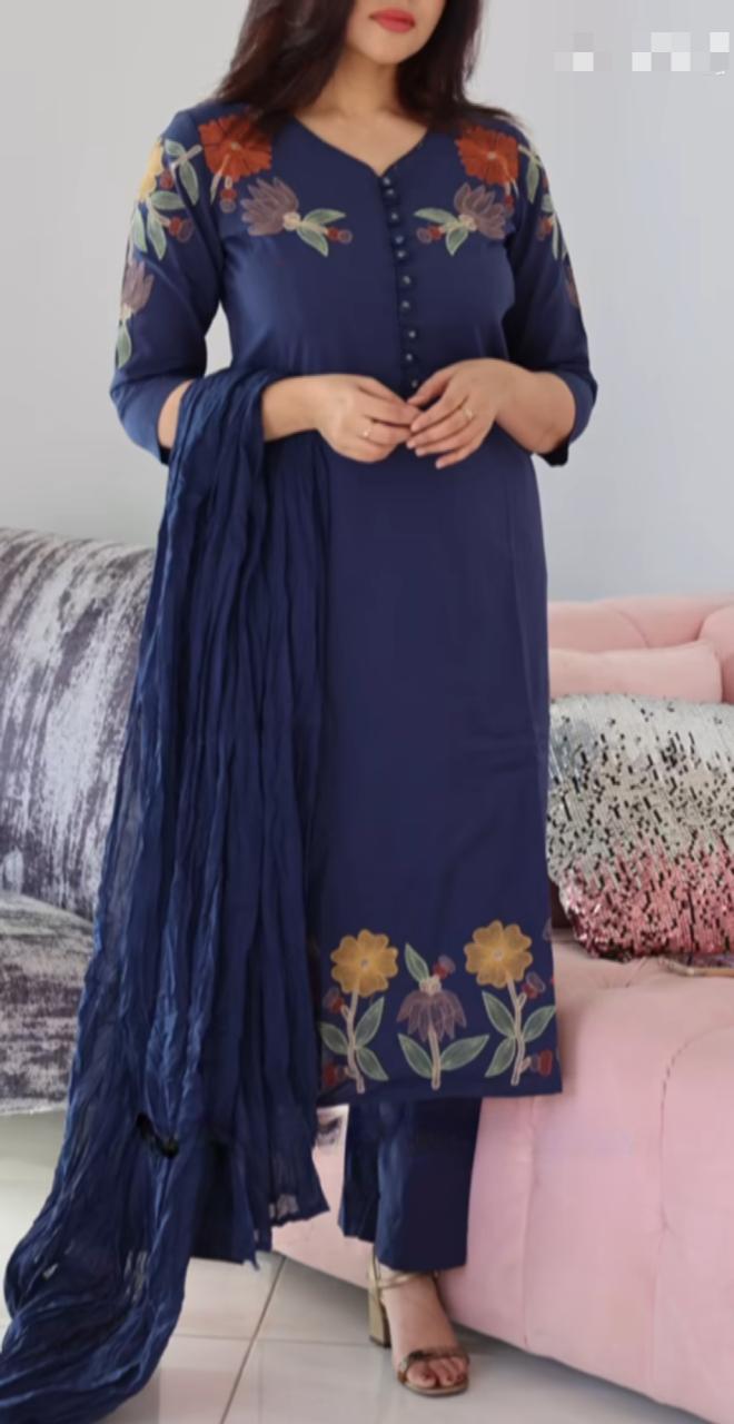 Pure Cotton 60-60 Super dyeing kurta with beautiful Heavy Embroidery Work On Yoke