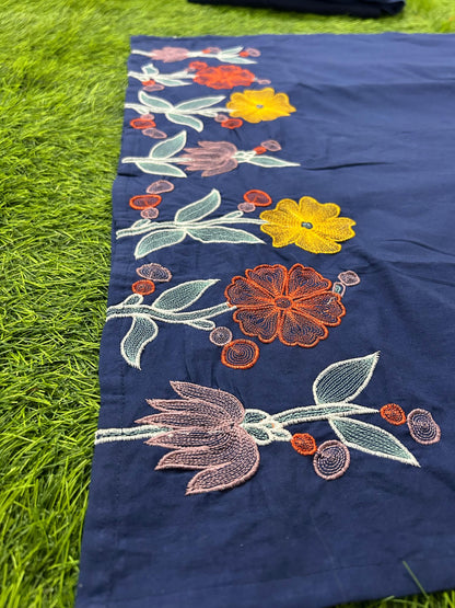 Pure Cotton 60-60 Super dyeing kurta with beautiful Heavy Embroidery Work On Yoke