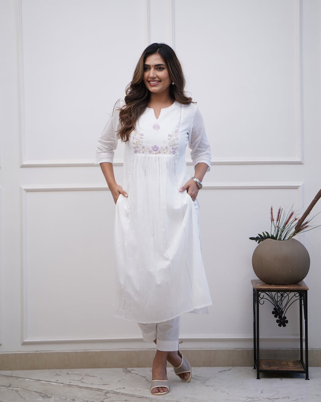 Upgrade your office wear wardrobe with this classy kurti pant with sequence embroidery & work & detailing for all day comfort and trendy look🌸🌸