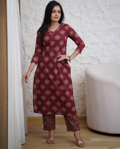 Pure fine Cotton fabric &Kurti with Pant with cotton *