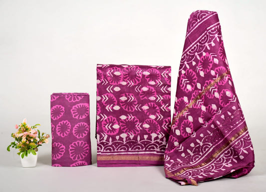 CHANDERI SILK SUIT WITH CHANDERI SILK DUPATTA