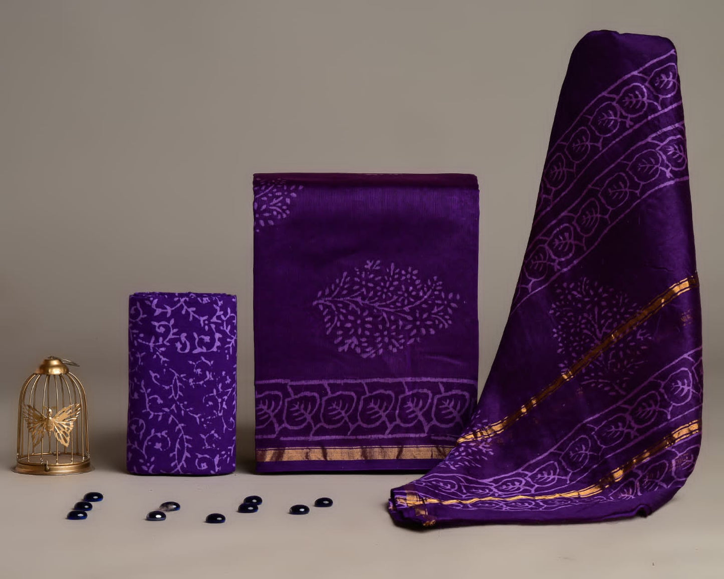 CHANDERI SILK SUIT WITH CHANDERI SILK DUPATTA