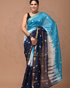 Exclusive Hand Block Printed Maheshwari Silk Saree (SWSRMAH01)