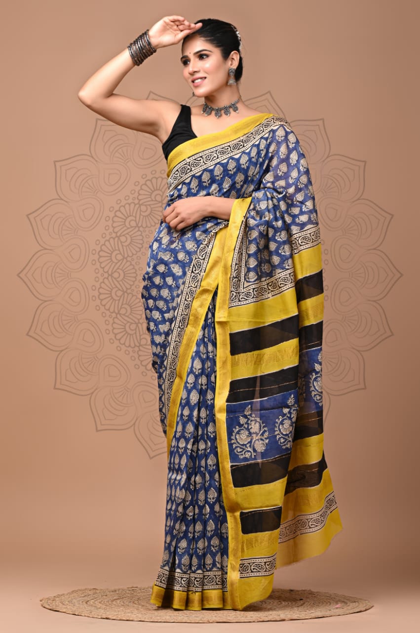 Flora Printed Maheshwari Silk Saree (SWSRMAH08)