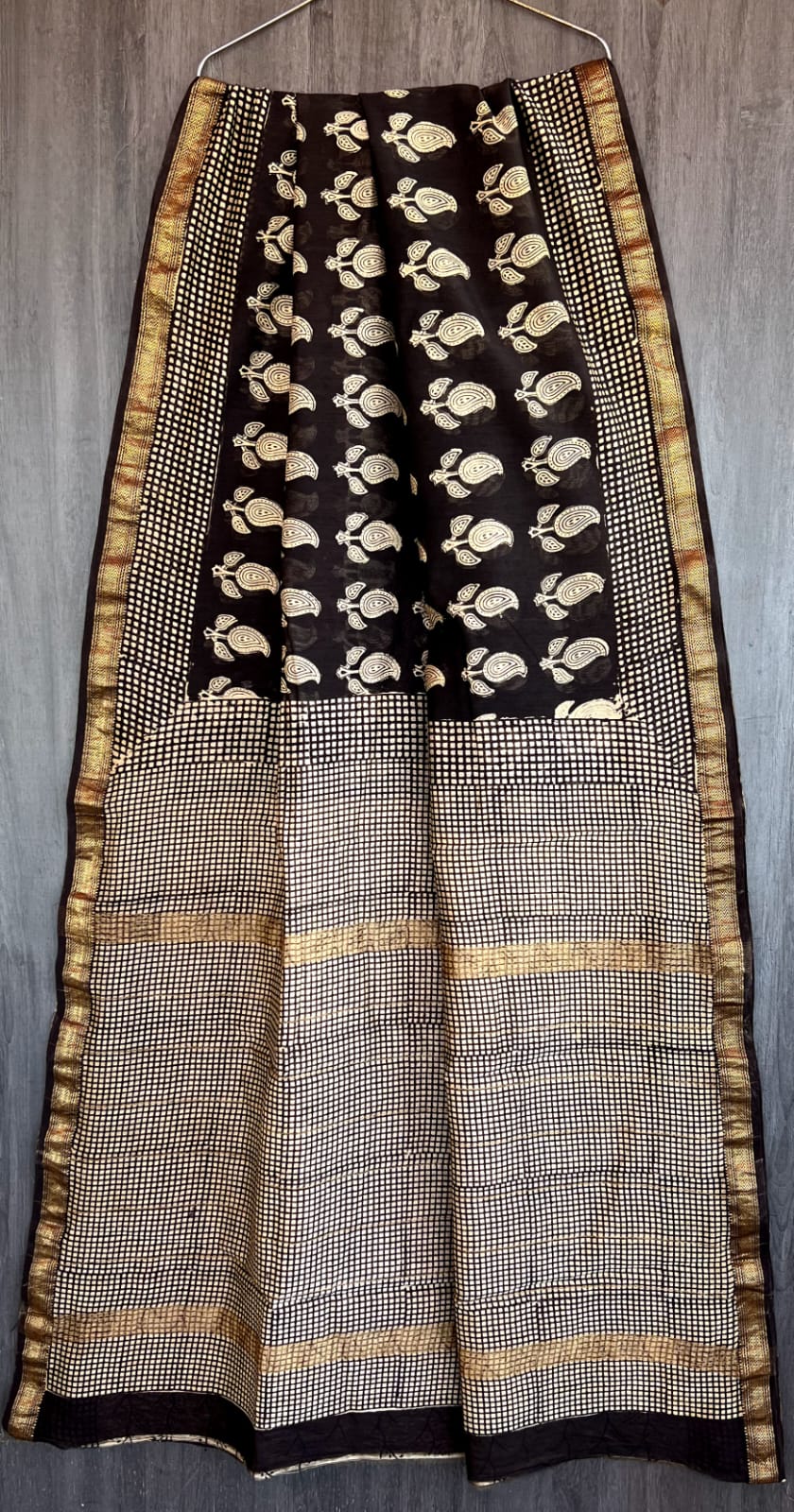 Exclusive Hand Block Printed Maheshwari Silk Saree (SWSRMAH51)