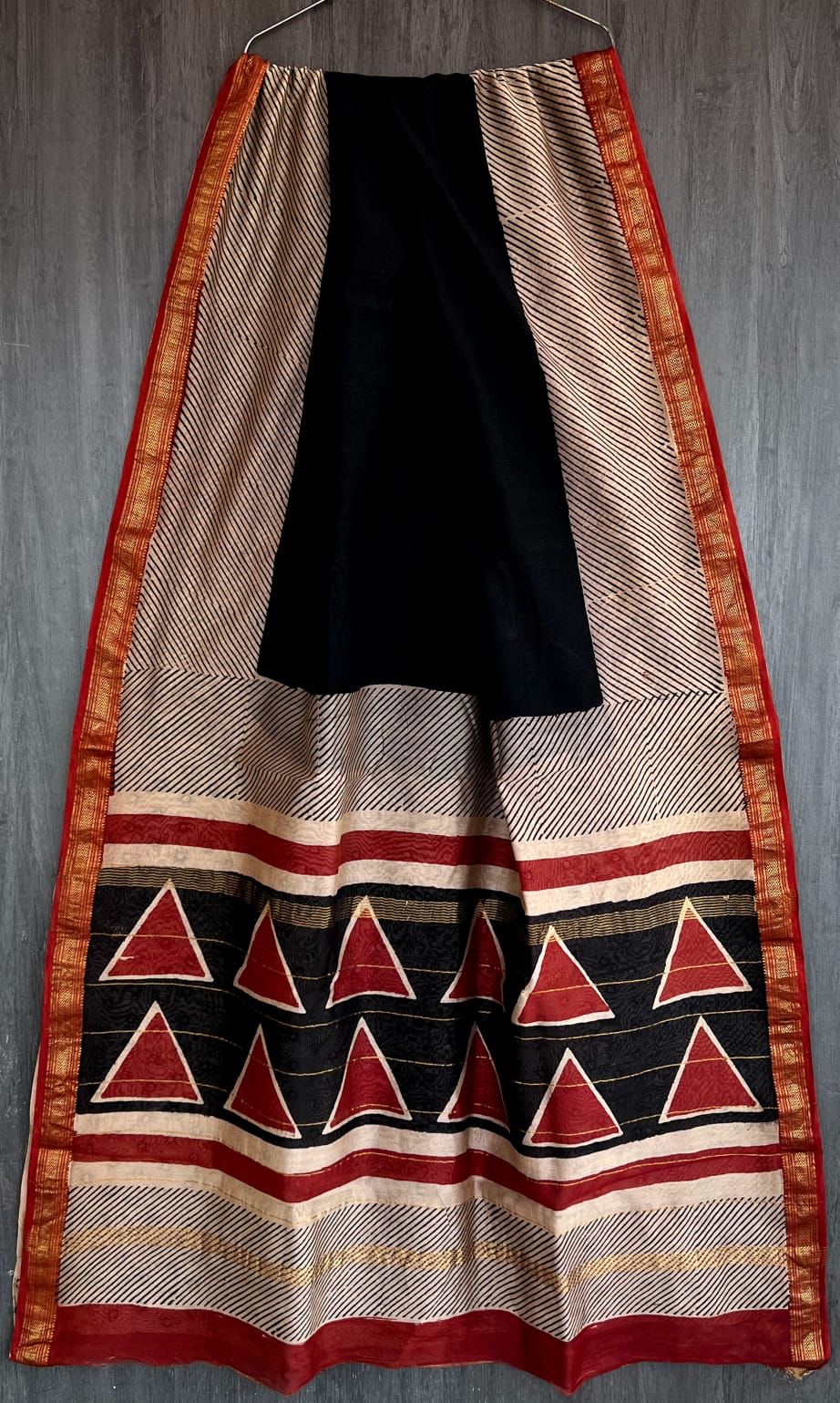 Exclusive Hand Block Printed Maheshwari Silk Saree (SWSRMAH70)