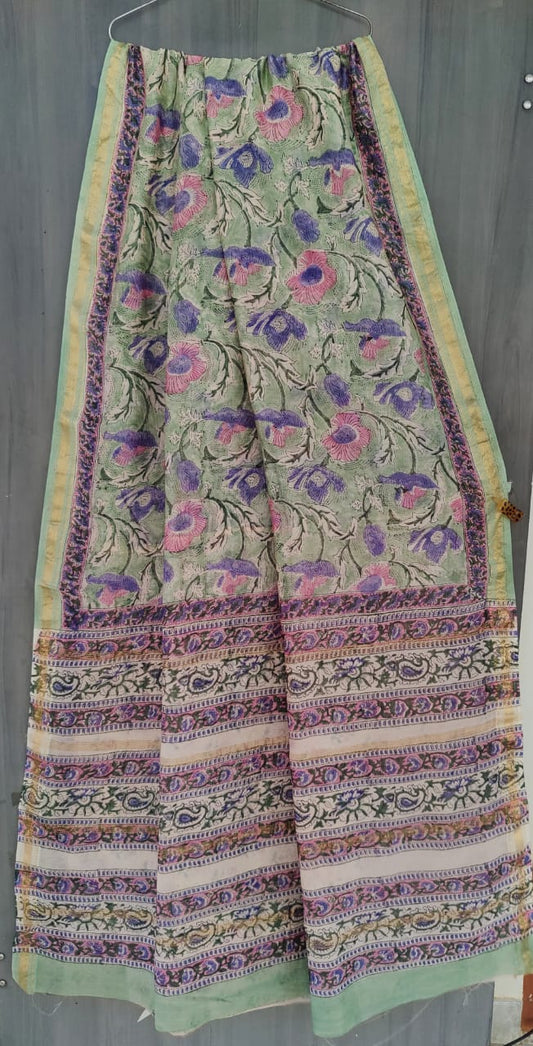 Exclusive Hand Block Printed Maheshwari Silk Saree (SWSRMAH68)