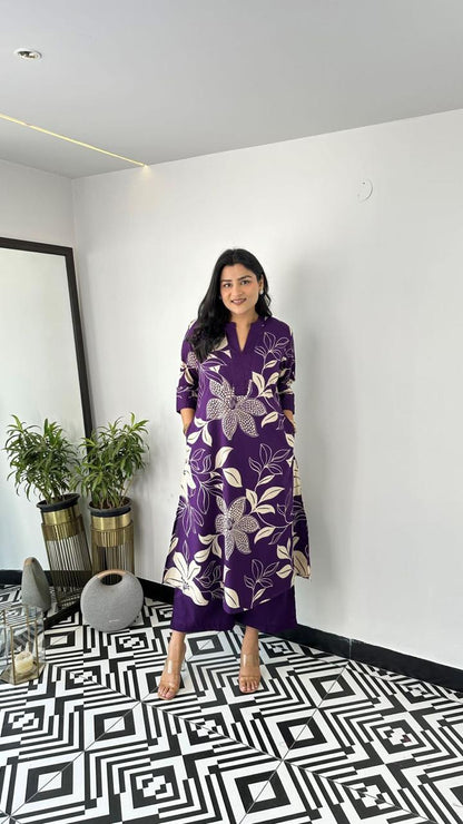 Pure Cotton Kurta Pant plazo in Beautiful Floral Prints. Must Have in Your Wardrobe For Your Daily Wear Office Wear