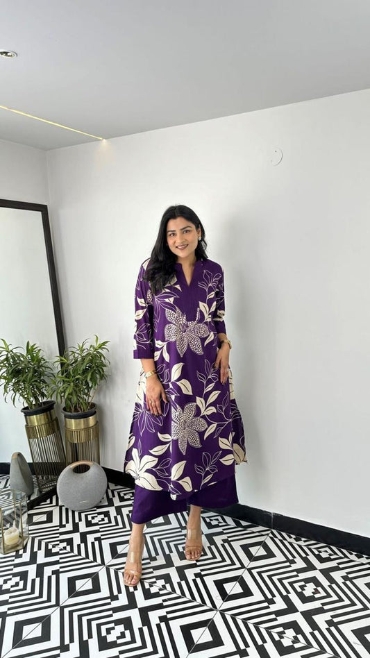 Pure Cotton Kurta Pant plazo in Beautiful Floral Prints. Must Have in Your Wardrobe For Your Daily Wear Office Wear